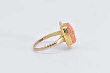 Load image into Gallery viewer, 10K Victorian Ornate Carved Coral Engraved Ring Yellow Gold