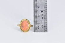 Load image into Gallery viewer, 10K Victorian Ornate Carved Coral Engraved Ring Yellow Gold