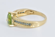 Load image into Gallery viewer, 10K Trillion Peridot Blue Diamond Statement Ring Yellow Gold