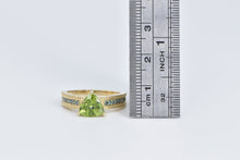 Load image into Gallery viewer, 10K Trillion Peridot Blue Diamond Statement Ring Yellow Gold