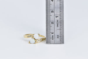 10K Trillion Syn. Opal Diamond Vintage Bypass Ring Yellow Gold