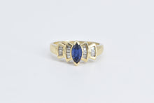 Load image into Gallery viewer, 10K Marquise Syn. Sapphire Baguette Diamond Ring Yellow Gold