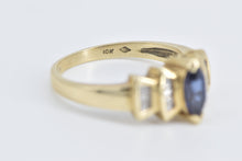 Load image into Gallery viewer, 10K Marquise Syn. Sapphire Baguette Diamond Ring Yellow Gold