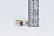 Load image into Gallery viewer, 10K Marquise Syn. Sapphire Baguette Diamond Ring Yellow Gold