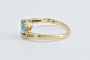 10K Trillion Blue Topaz Diamond Halo Bypass Ring Yellow Gold