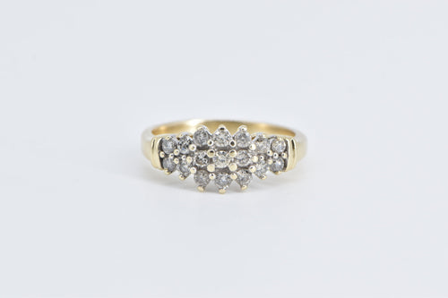 14K 0.54 Ctw Vintage Diamond Cluster Band Ring Yellow Gold