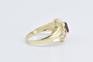 14K Trillion Iolite Baguette Diamond Freeform Ring Yellow Gold