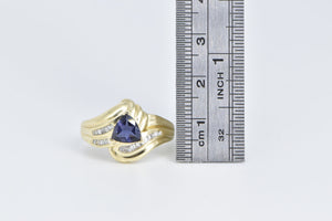 14K Trillion Iolite Baguette Diamond Freeform Ring Yellow Gold