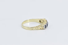 Load image into Gallery viewer, 14K Art Deco Ornate Five Stone Sapphire Band Ring Yellow Gold