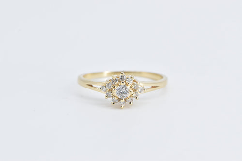 14K 0.20 Ctw Diamond Squared Halo Engagement Ring Yellow Gold