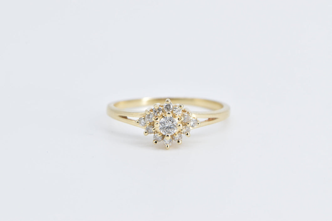 14K 0.20 Ctw Diamond Squared Halo Engagement Ring Yellow Gold