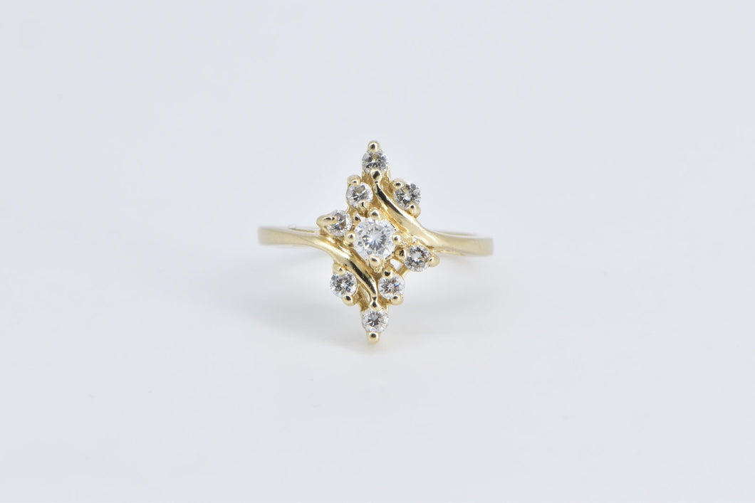 14K 0.44 Ctw Diamond Freeform Engagement Ring Yellow Gold