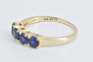 14K 1940's Vintage Syn. Sapphire Fashion Band Ring Yellow Gold