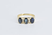 Load image into Gallery viewer, 14K Natural Sapphire Diamond Vintage Statement Ring Yellow Gold