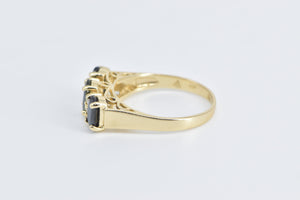 14K Natural Sapphire Diamond Vintage Statement Ring Yellow Gold