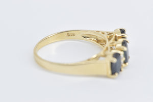 14K Natural Sapphire Diamond Vintage Statement Ring Yellow Gold