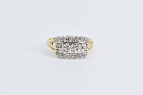 14K 0.30 Ctw Diamond Vintage Cluster Band Ring Yellow Gold