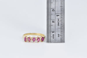 14K Marquise Ruby Diamond Vintage Band Ring Yellow Gold