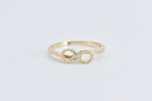 14K Diamond Infinity Symbol Promise Knot Ring Yellow Gold