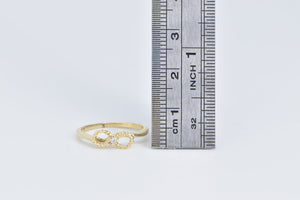 14K Diamond Infinity Symbol Promise Knot Ring Yellow Gold