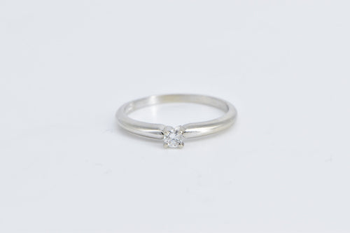 14K 0.10 Ct Diamond Solitaire Classic Engagement Ring White Gold