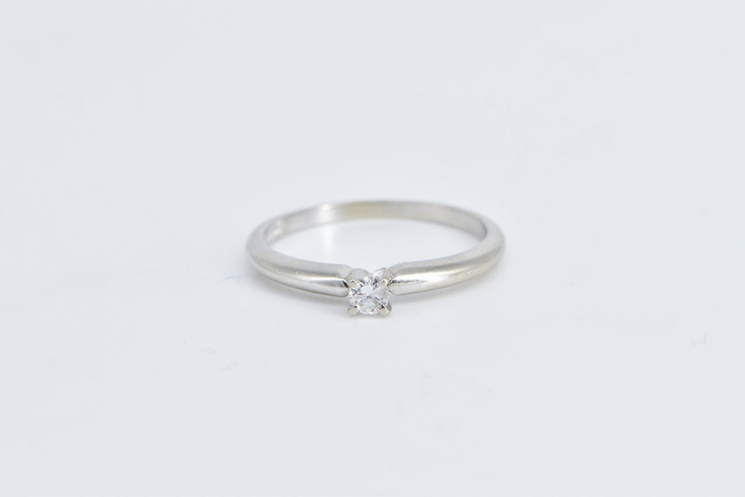 14K 0.10 Ct Diamond Solitaire Classic Engagement Ring White Gold