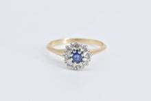 Load image into Gallery viewer, 14K Natural Sapphire Diamond Halo Engagement Ring White Gold