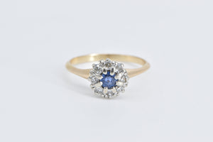 14K Natural Sapphire Diamond Halo Engagement Ring White Gold