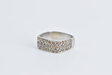 Load image into Gallery viewer, 14K 0.84 Ctw Cognac Diamond Pave Squared Band Ring White Gold