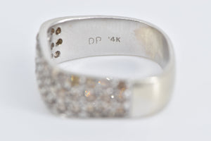 14K 0.84 Ctw Cognac Diamond Pave Squared Band Ring White Gold