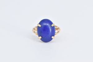 14K 1960's Lapis Lazuli Cabochon Vintage Ring Yellow Gold