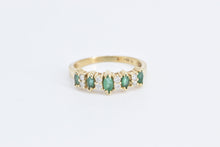 Load image into Gallery viewer, 14K Marquise Emerald Diamond Vintage Band Ring Yellow Gold