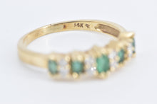 Load image into Gallery viewer, 14K Marquise Emerald Diamond Vintage Band Ring Yellow Gold