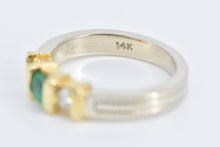 Load image into Gallery viewer, 14K Round Emerald Diamond Accent Vintage Ring White Gold