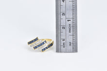 Load image into Gallery viewer, 18K Princess Sapphire Diamond Vintage Slanted Ring Yellow Gold