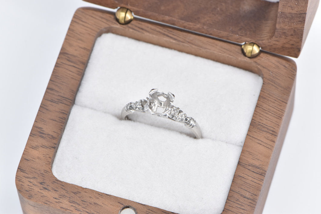 Platinum 1940's Vintage Diamond Engagement Setting Ring