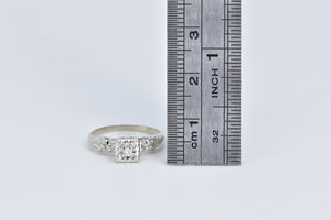 14K 1950's Diamond Inset Vintage Promise Ring White Gold