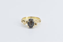 Load image into Gallery viewer, 18K Oval Black Star Sapphire Vintage Swirl Ring Yellow Gold