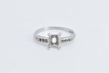 Load image into Gallery viewer, Platinum Vintage Emerald Cut Engagement Setting Ring