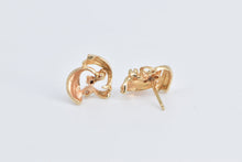 Load image into Gallery viewer, 14K Vintage Diamond Cluster Curved Fashion Stud Earrings Yellow Gold