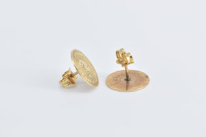 14K Capricorn Sea Goat Astrology Zodiac Sign Stud Earrings Yellow Gold