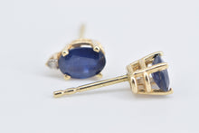 Load image into Gallery viewer, 14K Oval Sapphire Diamond Accent Vintage Stud Earrings Yellow Gold