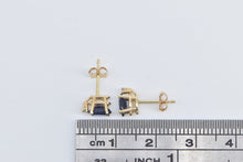 Load image into Gallery viewer, 14K Oval Sapphire Diamond Accent Vintage Stud Earrings Yellow Gold