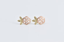 Load image into Gallery viewer, 14K Black Hills Rose Pierced Flower Fashion Stud Earrings Yellow Gold