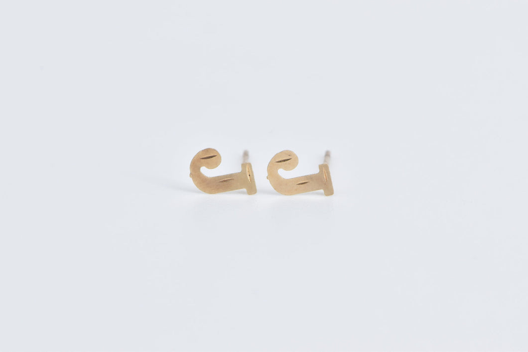 14K J Letter Monogram Name Initial Name Stud Earrings Yellow Gold