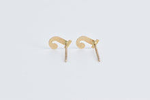 Load image into Gallery viewer, 14K J Letter Monogram Name Initial Name Stud Earrings Yellow Gold