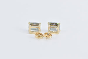 14K Checkerboard Cut Mystic Topaz Stud Earrings Yellow Gold