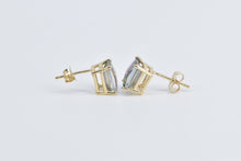 Load image into Gallery viewer, 14K Checkerboard Cut Mystic Topaz Stud Earrings Yellow Gold