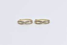 Load image into Gallery viewer, 14K Vintage Diamond Twist Oval Fashion Hoop Earrings Yellow Gold