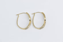 Load image into Gallery viewer, 14K Vintage Diamond Twist Oval Fashion Hoop Earrings Yellow Gold